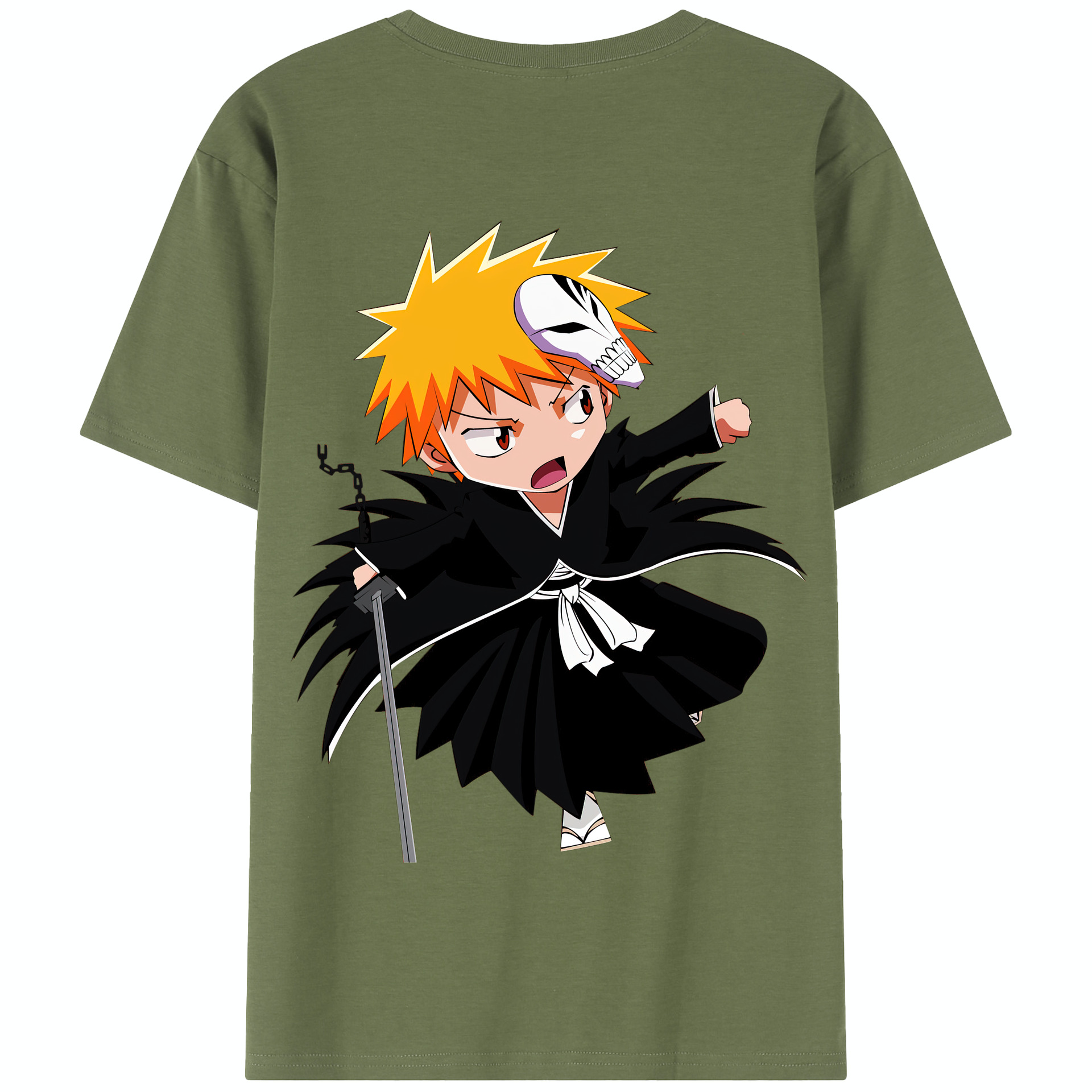 （画像用） ブリーチ 黒崎一護（くろさき いちご）BLEACH Kurosaki Ichigo 綿100％半袖Tシャツ（背面プリント）